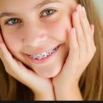 adolescente feliz con brackets